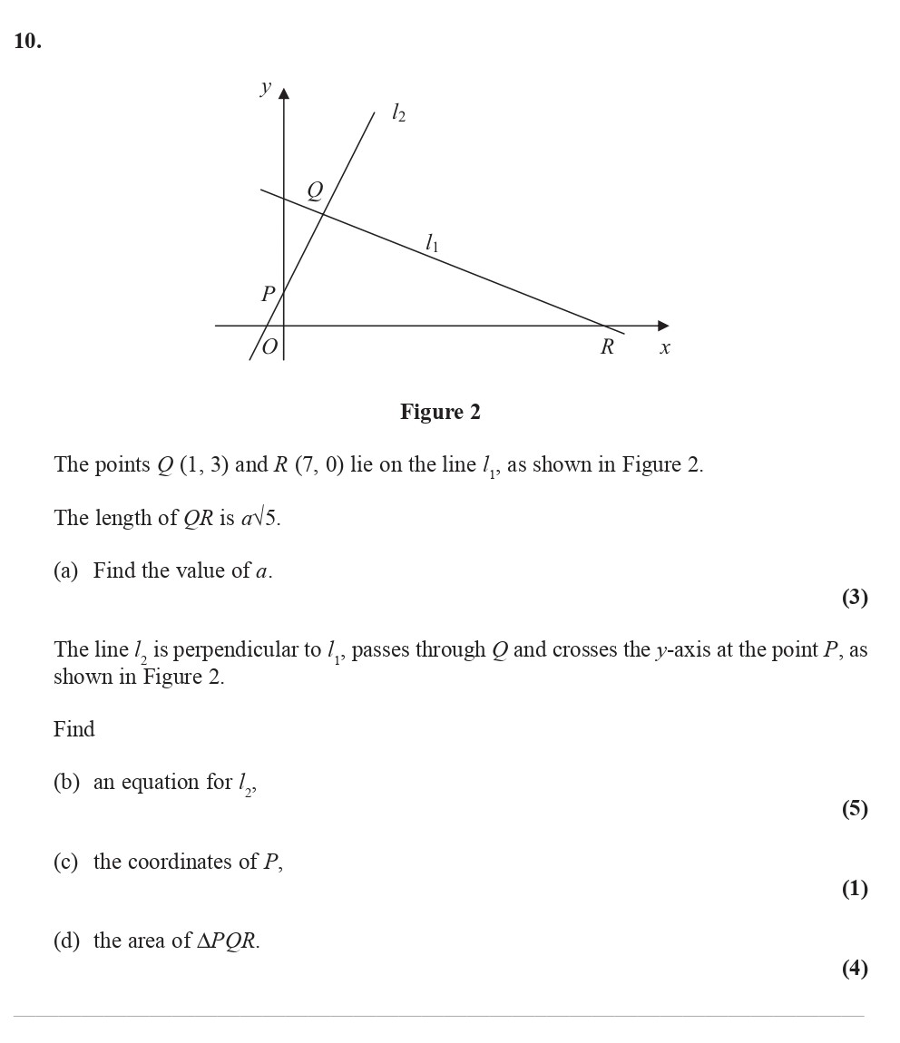 The-points-Q(1,-3)-and-R(7,-0)-lie-on-the-line-l1,-as-shown-in-Figure-2-Edexcel-A-Level Maths Pure-Question 3-2008-Paper 1.png
